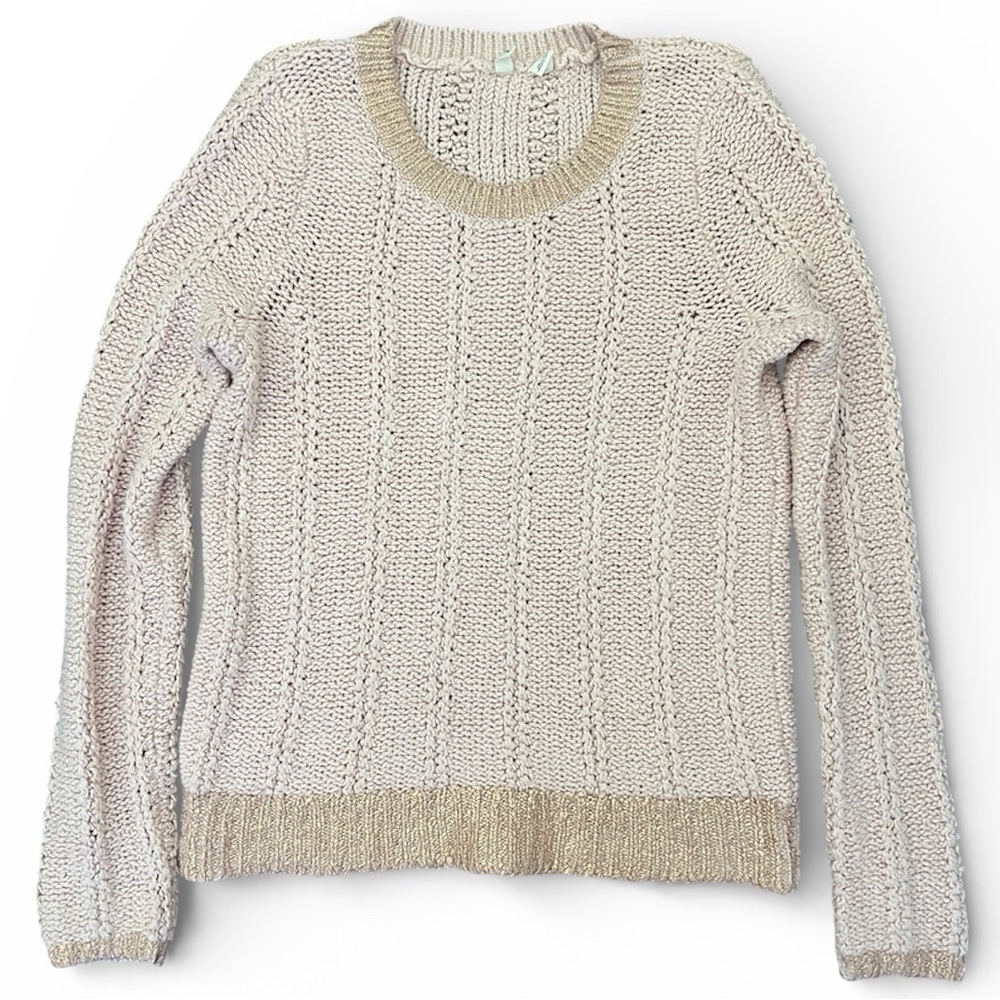 Moth Women’s Pink Knit Long Sleeve Sweater With Rose Gold Accents Size Small